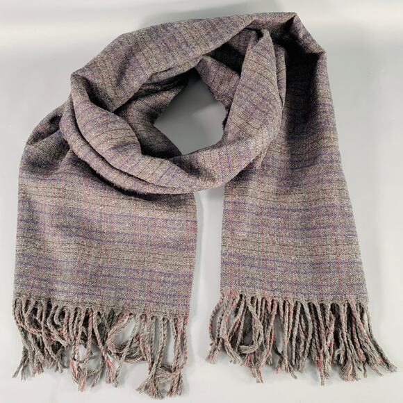 SCOTCH AND SODA Grey Navy Stripe Wool Blend Woven Scarf - Picture 1 of 7